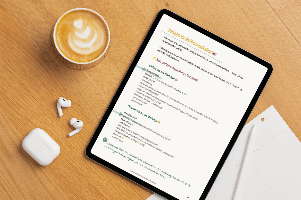 Mock up 0EUR PDF Feedback Vorlagen Level up your Membership Glück Mock up Checkliste